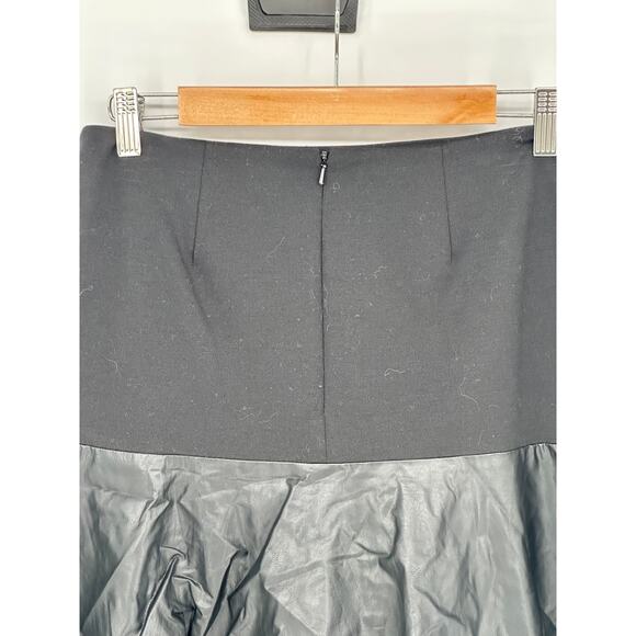 Halogen Fit and Flare Mini Skirt with Faux Leather Pleated Hem Black Size 4 - Picture 3 of 8